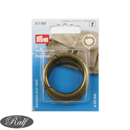 Inel pentru geanta, culoare auriu, 35 mm - Prym 417891